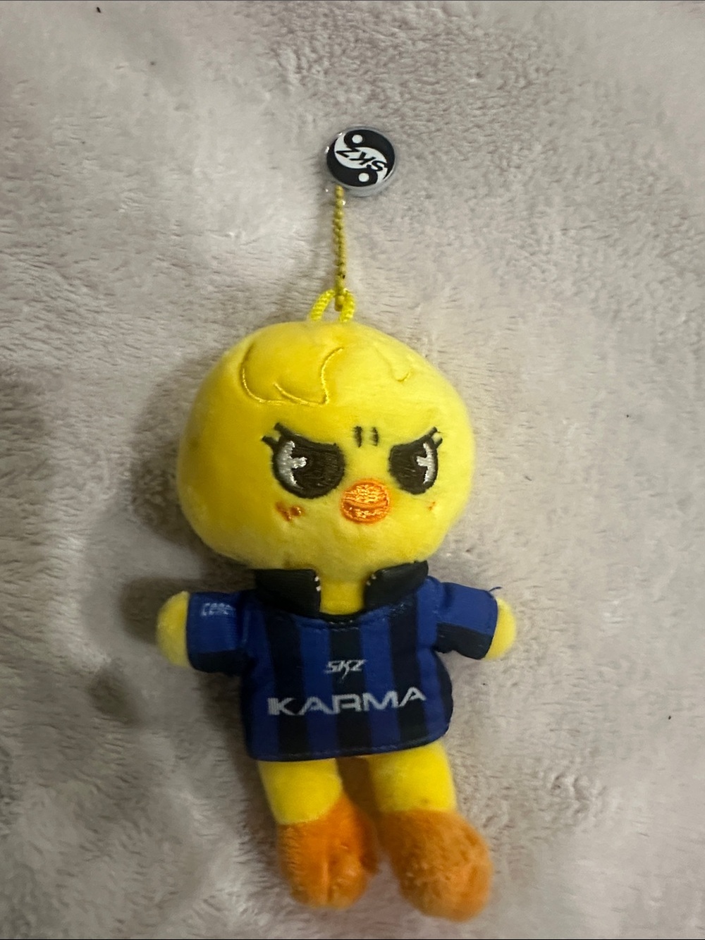 SHEIN Yellow Chick Plush Keychain with Blue Jersey